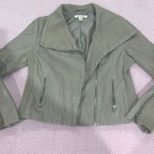 Tan “Mimi” suede moto zip jacket- medium